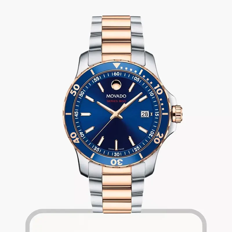 Movado 800 Series Quartz Blue Dial Two-tone Men's Watch- 2600149